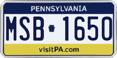 PA license plate MSB1650