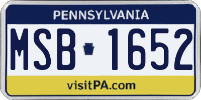PA license plate MSB1652