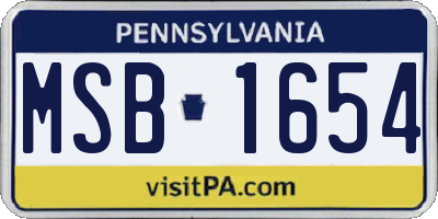 PA license plate MSB1654