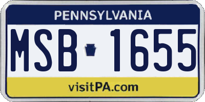 PA license plate MSB1655