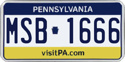 PA license plate MSB1666