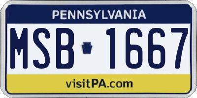 PA license plate MSB1667