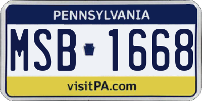 PA license plate MSB1668