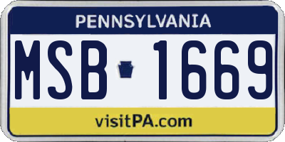 PA license plate MSB1669