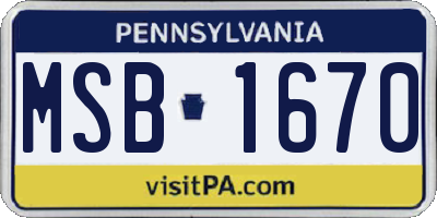 PA license plate MSB1670