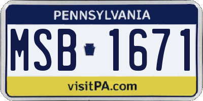 PA license plate MSB1671