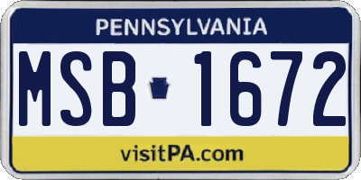 PA license plate MSB1672