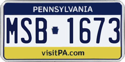 PA license plate MSB1673