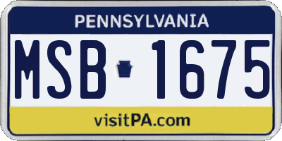 PA license plate MSB1675