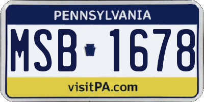 PA license plate MSB1678