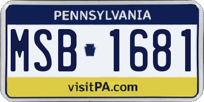 PA license plate MSB1681