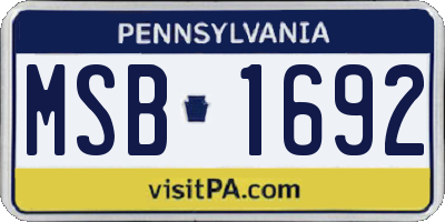 PA license plate MSB1692