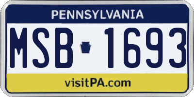 PA license plate MSB1693