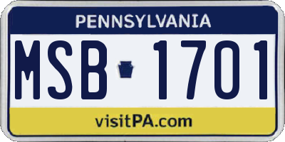 PA license plate MSB1701