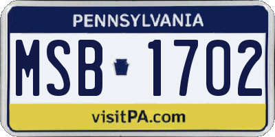 PA license plate MSB1702
