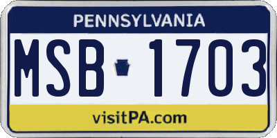 PA license plate MSB1703
