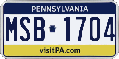 PA license plate MSB1704