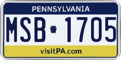 PA license plate MSB1705