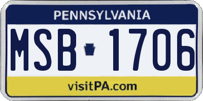 PA license plate MSB1706