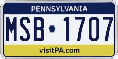 PA license plate MSB1707
