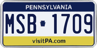 PA license plate MSB1709