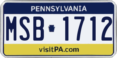 PA license plate MSB1712