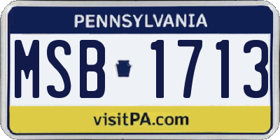 PA license plate MSB1713