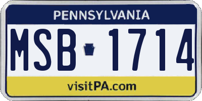 PA license plate MSB1714