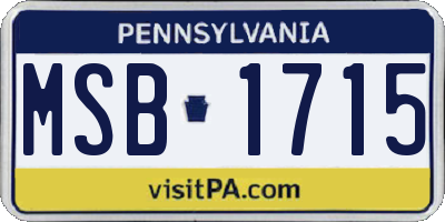 PA license plate MSB1715