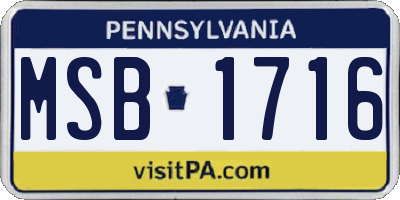 PA license plate MSB1716