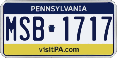 PA license plate MSB1717