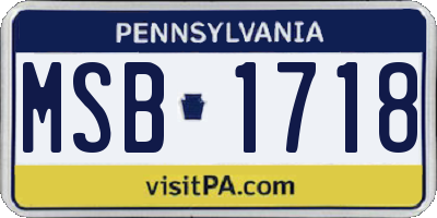 PA license plate MSB1718
