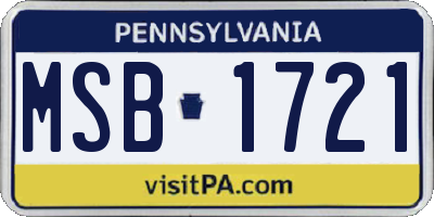 PA license plate MSB1721