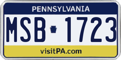 PA license plate MSB1723