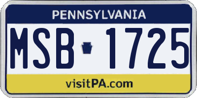 PA license plate MSB1725