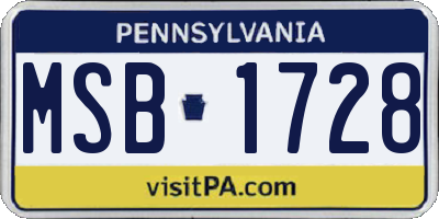 PA license plate MSB1728