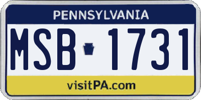 PA license plate MSB1731