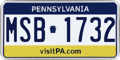 PA license plate MSB1732