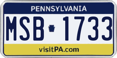 PA license plate MSB1733