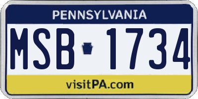 PA license plate MSB1734