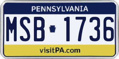 PA license plate MSB1736