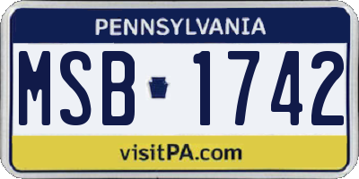 PA license plate MSB1742