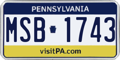 PA license plate MSB1743