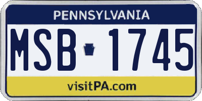 PA license plate MSB1745