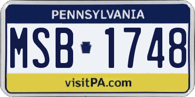 PA license plate MSB1748
