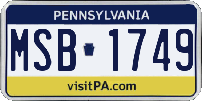 PA license plate MSB1749