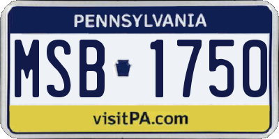 PA license plate MSB1750