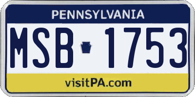 PA license plate MSB1753