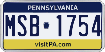 PA license plate MSB1754