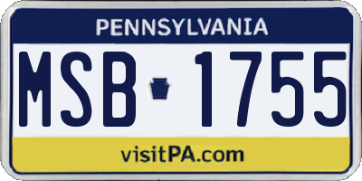 PA license plate MSB1755